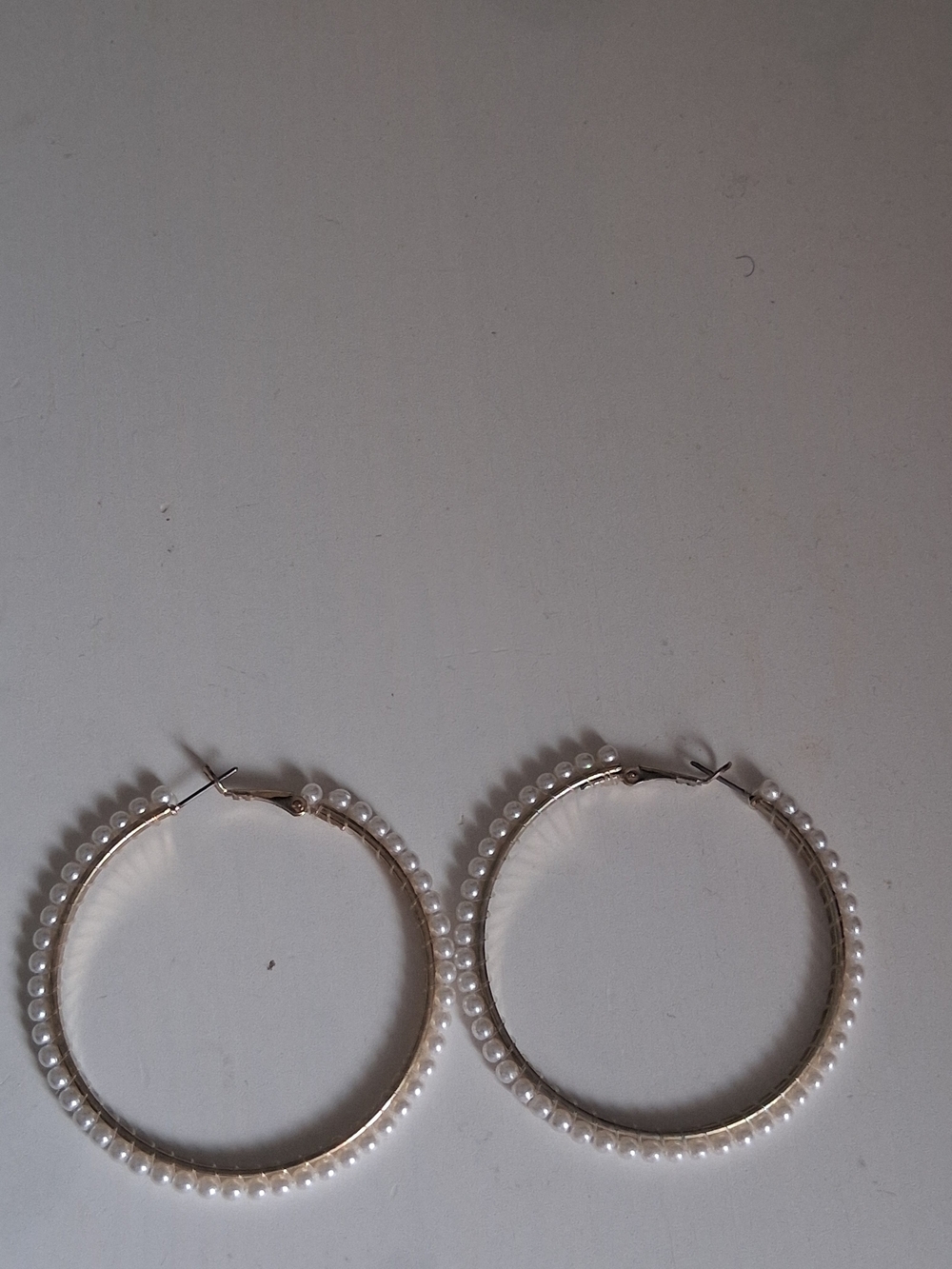 Pearl-Trim Gold Hoop Earrings - Women Jewelry 2in
